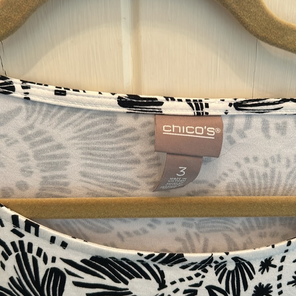 Chicos Black/White Shirt -Size 3 - Picture 2 of 4